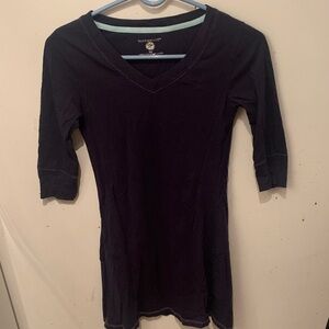 Lovely Sentiments Pure Cotton Navy V-Neck Long Sleeve Dress SZ Small